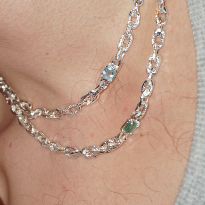 CRUSTY NECKLACE W. AQUAMARINE